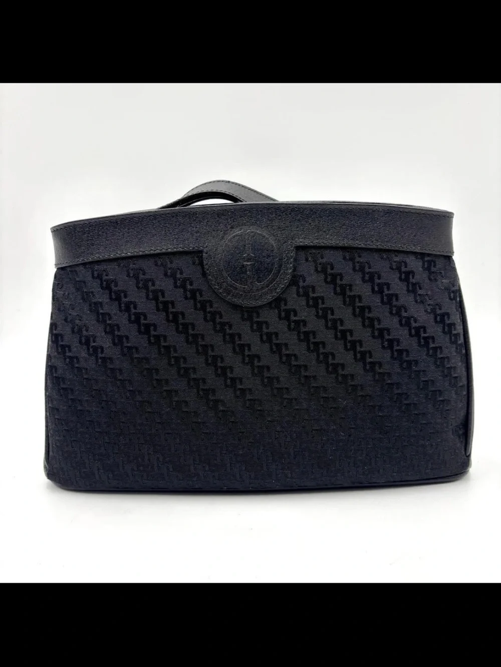 Gucci Black Monogram Jacquard Wristlet Pouch